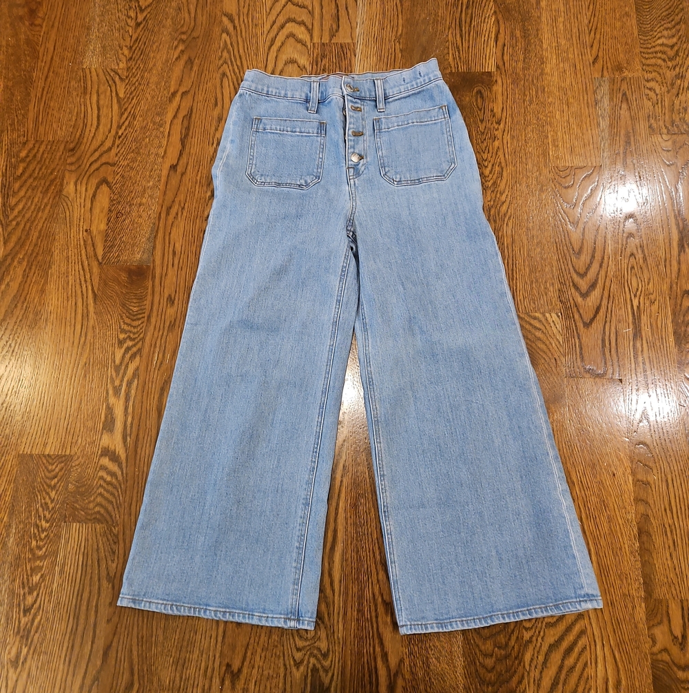 J.Crew Point Sur Wide-Leg Crop Jean in Clean Light Wash SIZE 28 JEANS denim